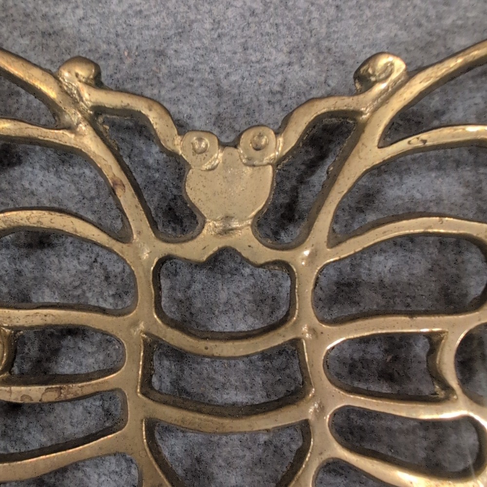 Vintage Solid Brass Butterfly Trivet Decorative Wall Hanging‎ Gold Tone NA311 - Picture 2 of 5
